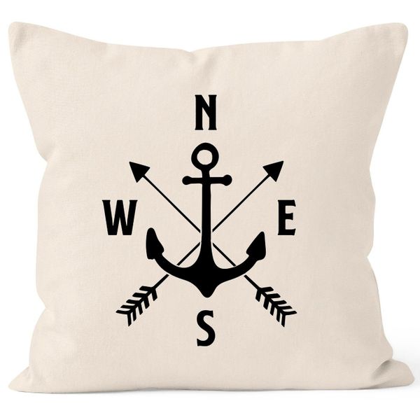 MoonWorks Dekokissen Maritimer Kissen-Bezug Anker Kompass günstig online kaufen