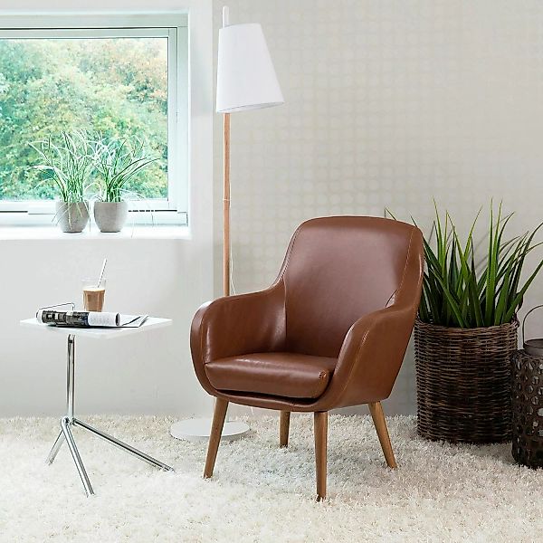 home24 Mørteens Sessel Livengood Braun Kunstleder 72x88x72 cm (BxHxT) günstig online kaufen