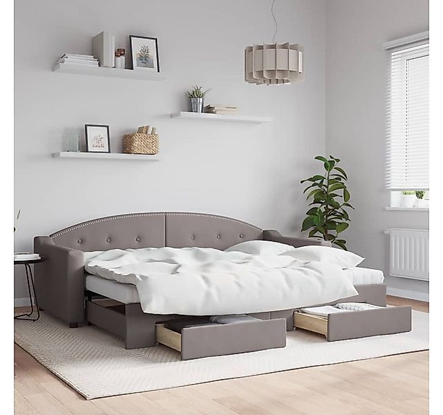 vidaXL Bett, Tagesbett Ausziehbar mit Schubladen Taupe 80x200 cm Stoff günstig online kaufen