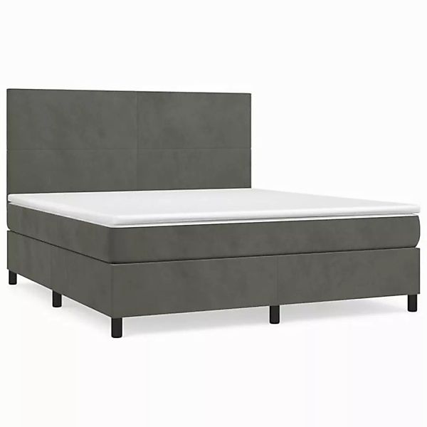 vidaXL Boxspringbett Boxspringbett mit Matratze Dunkelgrau 180x200 cm Samt günstig online kaufen