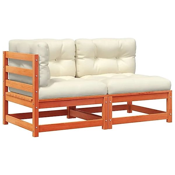 vidaXL Gartensofa mit Kissen 2-Sitzer Wachsbraun Massivholz Kiefer 838122 günstig online kaufen