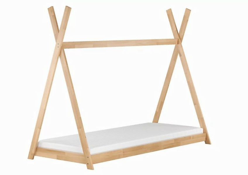 ERST-HOLZ Bett Flachbett, Bodenbett in Tipi-Form 90x200 Buche geölt, Buchen günstig online kaufen