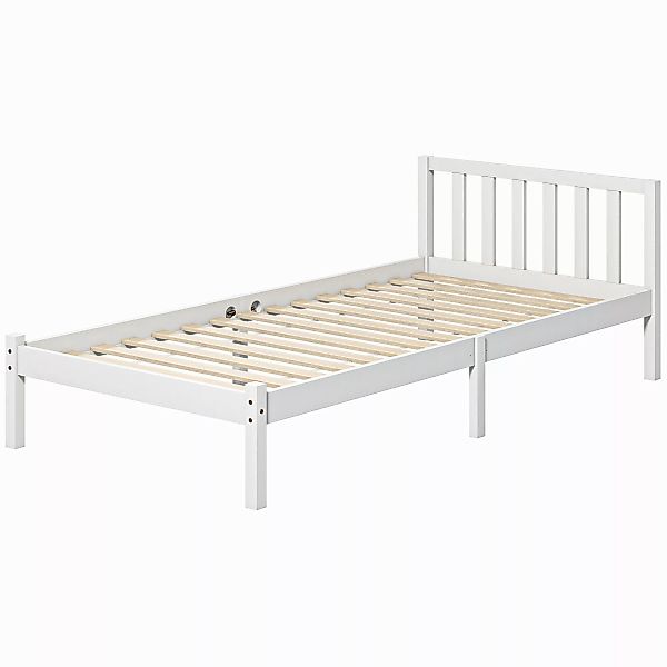 HOMCOM Bettrahmen Holzbett 208 x 96 cm mit Lattenrost & Kopfteil, elegantes günstig online kaufen