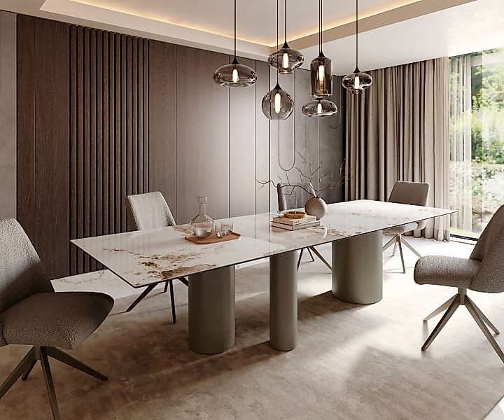 Esstisch Edge 300x100 Keramik Minas Melange Weiß-Beige Troa Metall Effektfi günstig online kaufen