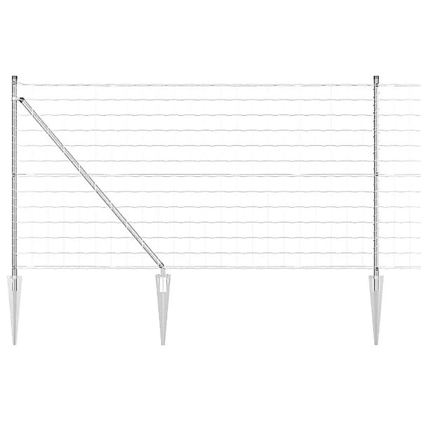 vidaXL Zaun mit Pfosten Silber 1 x 10 m Stahl 3350751 günstig online kaufen