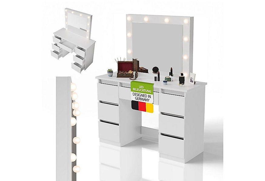 Juskys Schminktisch Talea (3-St), LED-Beleuchtung, 3 Helligkeitsstufen, mod günstig online kaufen