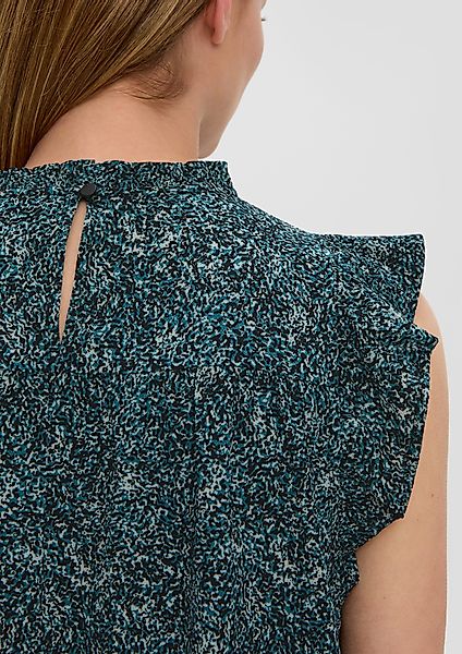 QS Blusentop Gemusterte Bluse mit Volant-Ärmeln günstig online kaufen