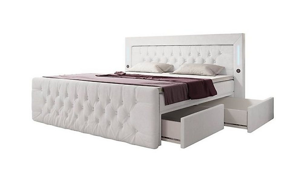 Luxusbetten24 Boxspringbett Diva, mit LED-Beleuchtung, USB-Anschluss und St günstig online kaufen