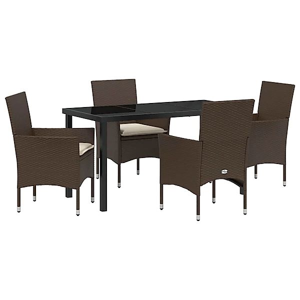 vidaXL Garten Essgruppe mit Kissen 5-Tlg Braun Poly Rattan 3379781 günstig online kaufen