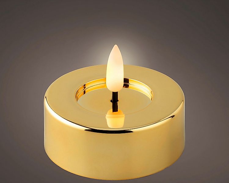 Lumineo Dekofigur LED Teelicht gold/ warmes weiss 3cm Set2 günstig online kaufen