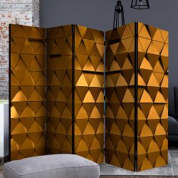 Metalloptik Paravent in Goldfarben geometrischem Muster günstig online kaufen