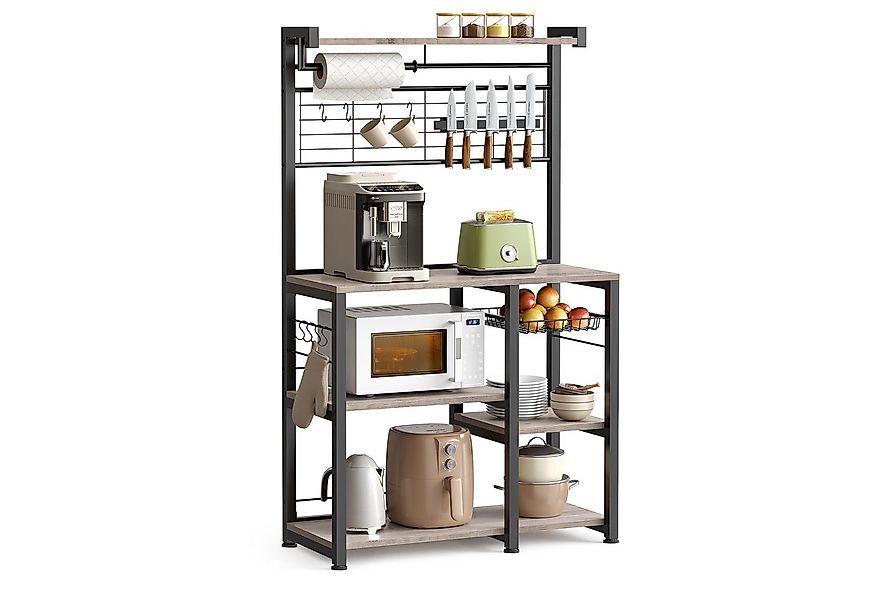 VASAGLE Standregal, Küchenregal, mit Magnetleiste für Messer, Drahtkorb, Ro günstig online kaufen