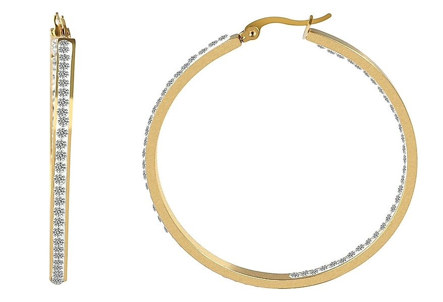 Adelia´s Paar Creolen "Damen Ohrringe – Creole aus Edelstahl mit Strass Ste günstig online kaufen