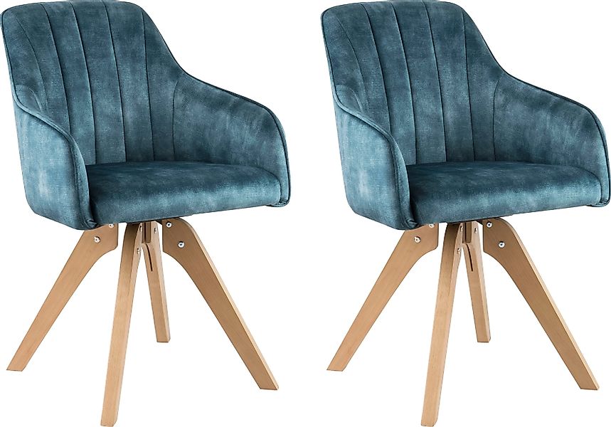 Home affaire Drehstuhl "Sa Calobra", (Set), 2 St., Samtvelours, mit Rückens günstig online kaufen