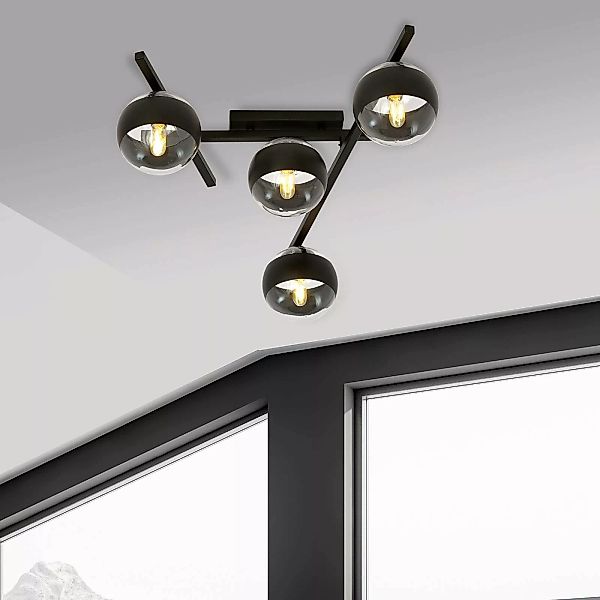 Deckenlampe Smart, schwarz/klar, 4-flammig günstig online kaufen