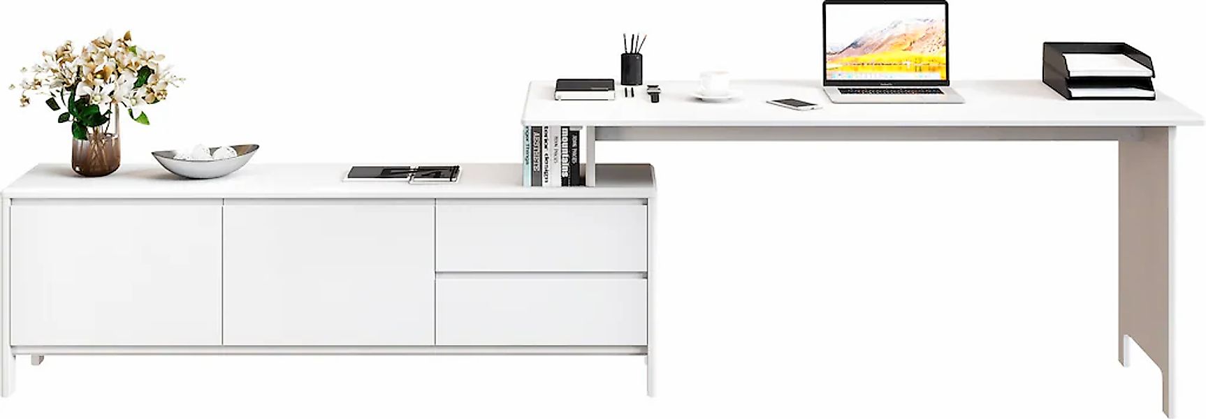 Home affaire Schreibtisch "Luven", Breite 170-304 cm, Eckschreibtisch aus M günstig online kaufen