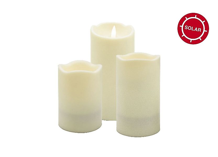 LC Home LED-Kerze Candela Lights Outdoor Solar LED Kerzen 3er Set Sand 4h T günstig online kaufen