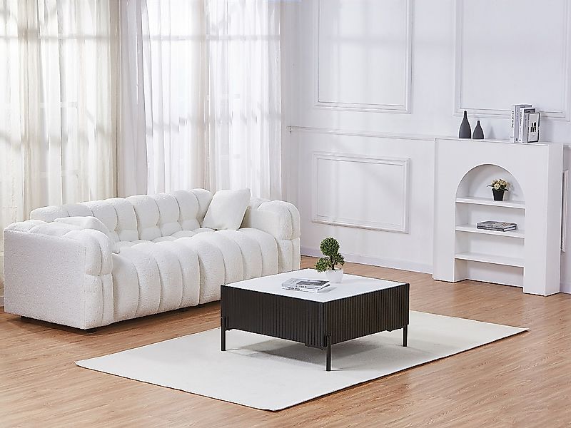 Couchtisch - Keramik, MDF & Metall - Schwarz & Weiß - CYNDORA günstig online kaufen