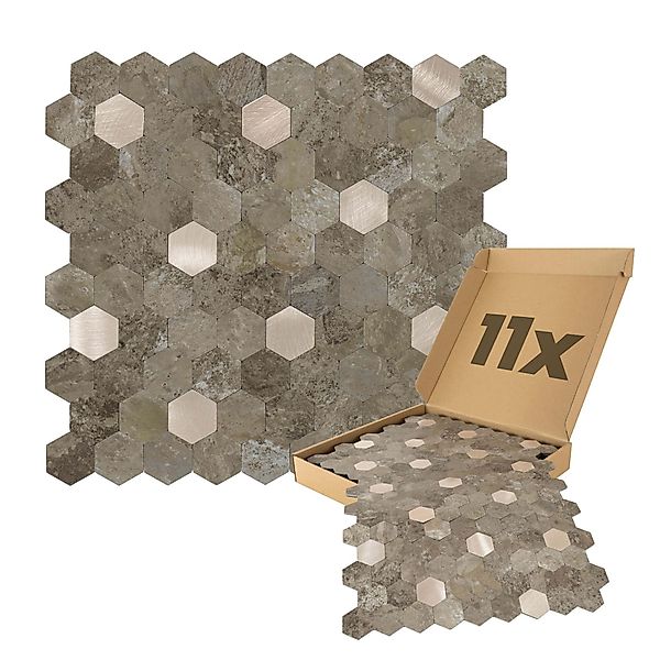 Dalsys Wandpaneel 0,88m² 11 Stück selbstklebend, BxL: 27.7x29 cm, (Sand Sil günstig online kaufen