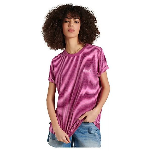Superdry Orange Label Stripe Kurzarm T-shirt M Magenta Marl / Ice Marl günstig online kaufen