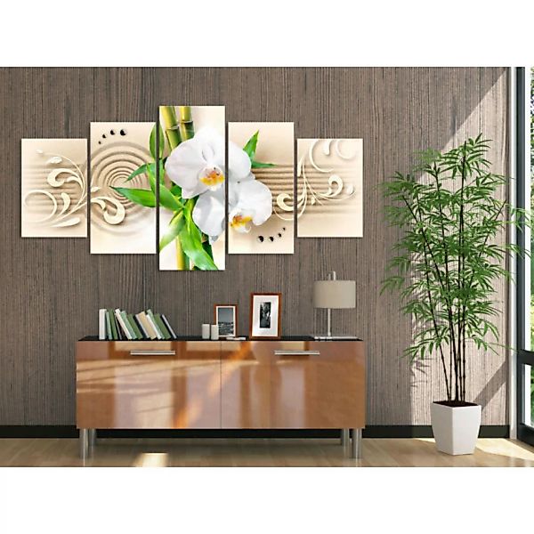 Leinwandbild Orchids, babmbus and zen XXL günstig online kaufen