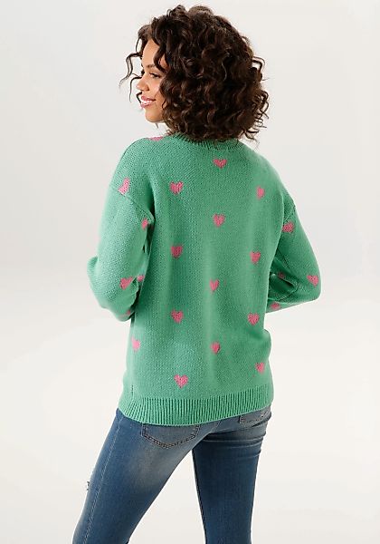 Aniston CASUAL Strickpullover, mit eingestrickten Herzchen günstig online kaufen