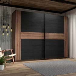 FORTE Schwebetürenschrank "Bellevue, viel Stauraum" mit schwarzen Metallgri günstig online kaufen