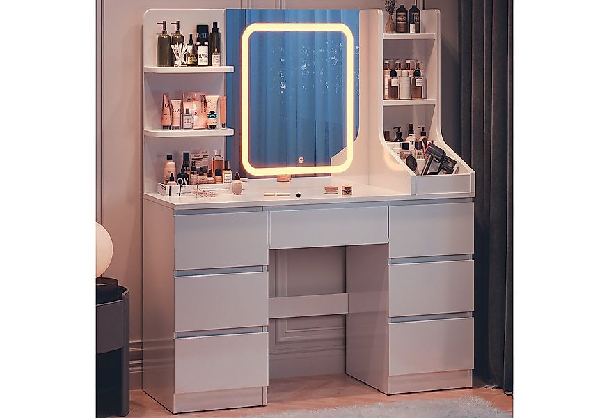 HOMALL Schminktisch Eingebaute LED-Beleuchtung, einstellbare Helligkeit, mi günstig online kaufen