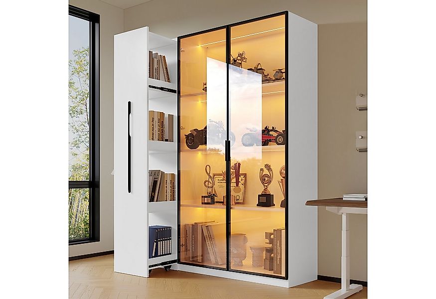 Merax Glasvitrine (2-in-1-Design Multifunktionsschrank Vitrinenschrank, 1-S günstig online kaufen