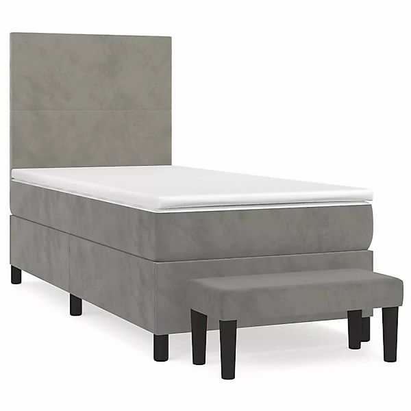 vidaXL Boxspringbett mit Matratze Hellgrau 90x200 cm Samt1357145 günstig online kaufen