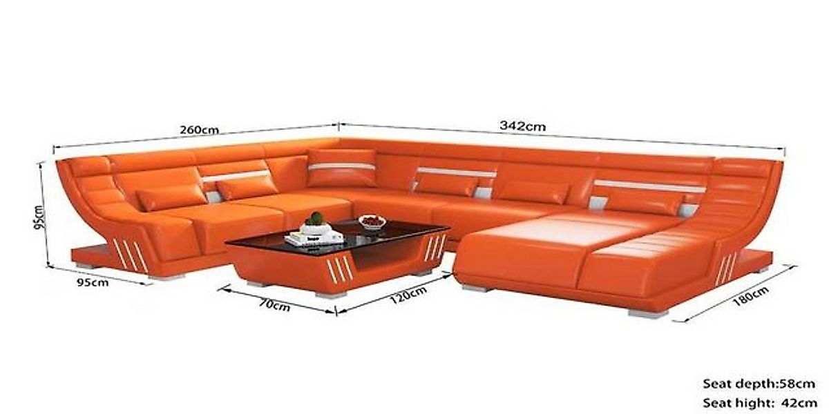 Xlmoebel Ecksofa Wohnlandschaft in U-Form mit braunem Designsofa - Eckcouch günstig online kaufen