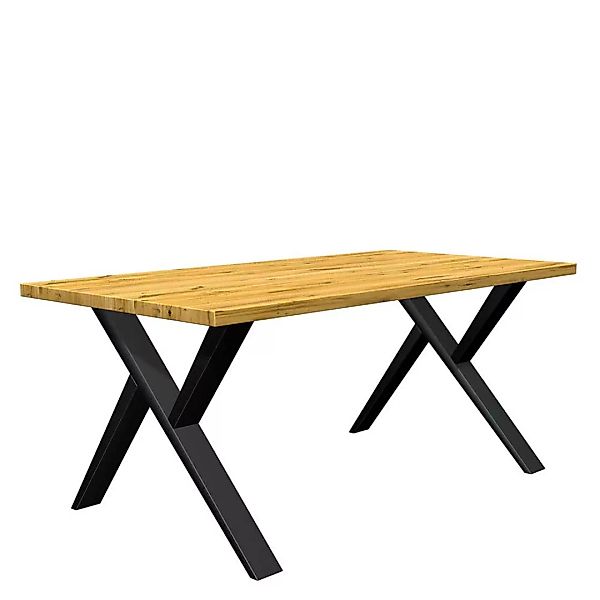 Eiche Tisch mit Metallgestell in modernem Design 77 cm hoch günstig online kaufen