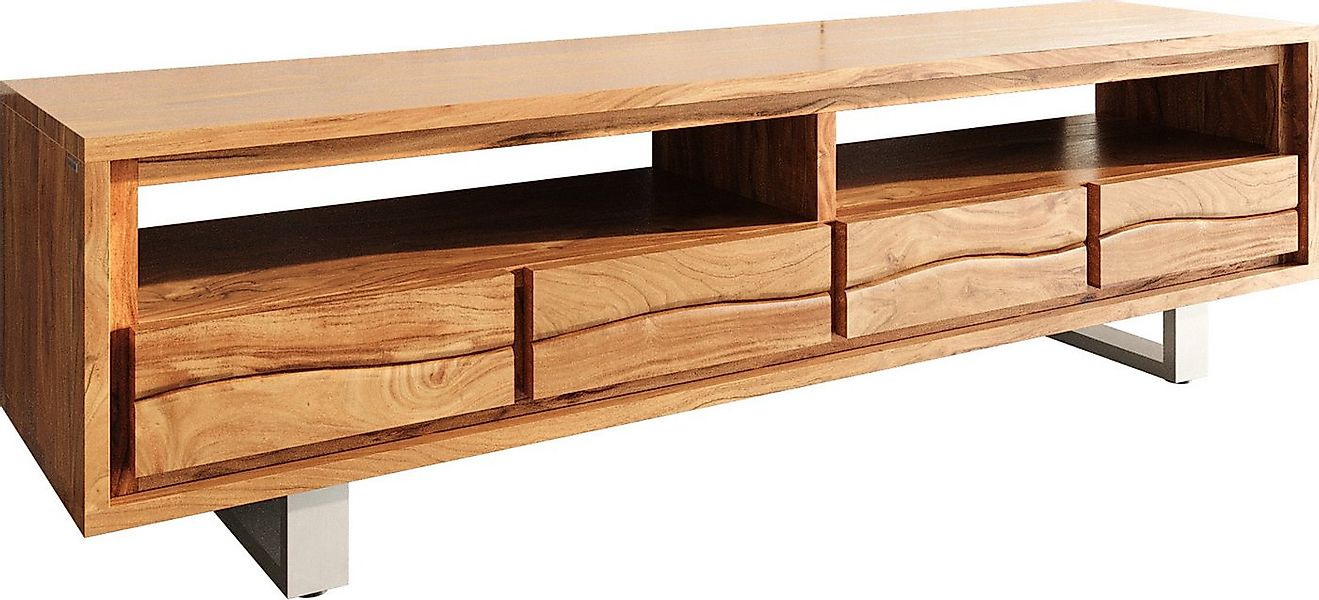 DELIFE Lowboard Live-Edge, Akazie Natur 190 cm 2 Fächer 4 Schübe Baumkante günstig online kaufen