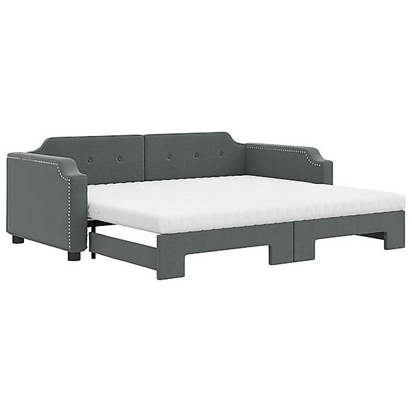 vidaXL Ausziehbett, Tagesbett Ausziehbar mit Matratzen Dunkelgrau 100x200 c günstig online kaufen