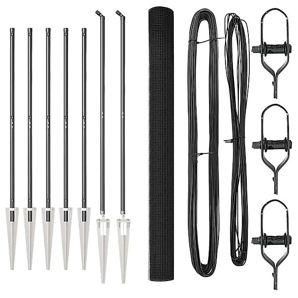 vidaXL Zaunpfosten Grau 50 x 1,5 m 16 x 16 mm Maschen Stahl und PVC 3352246 günstig online kaufen