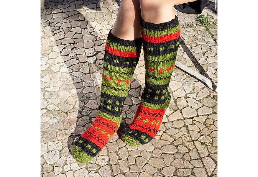 Guru-Shop Haussocken Handgestrickte Schafwollsocken, Nepal Socken -.. günstig online kaufen
