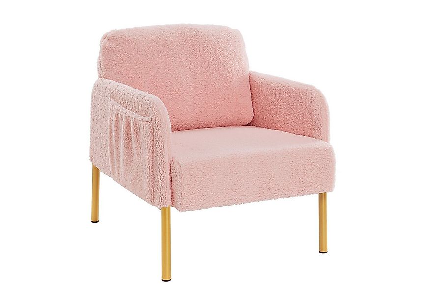 Mondeer Sessel, Freizeitsessel mit Rosa Lammwollstoff und Schwarzes Metallg günstig online kaufen