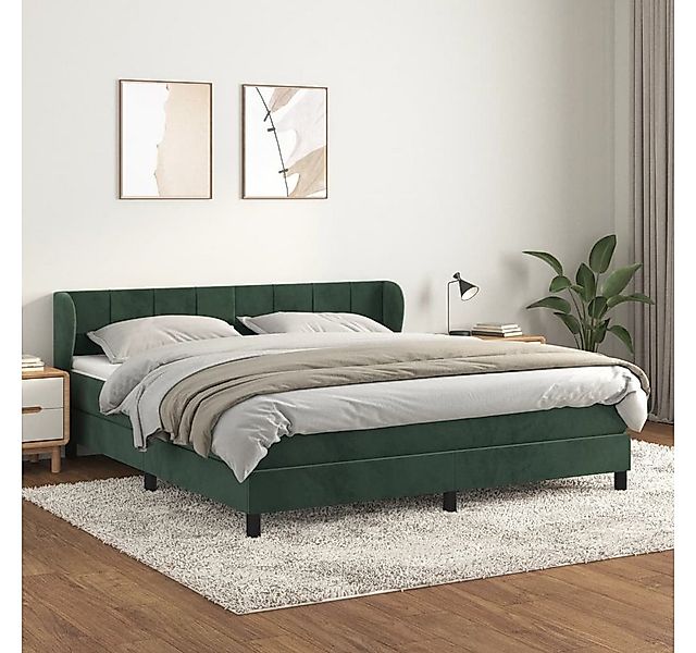 vidaXL Boxspringbett, Boxspringbett mit Matratze Dunkelgrün 180x200 cm Samt günstig online kaufen