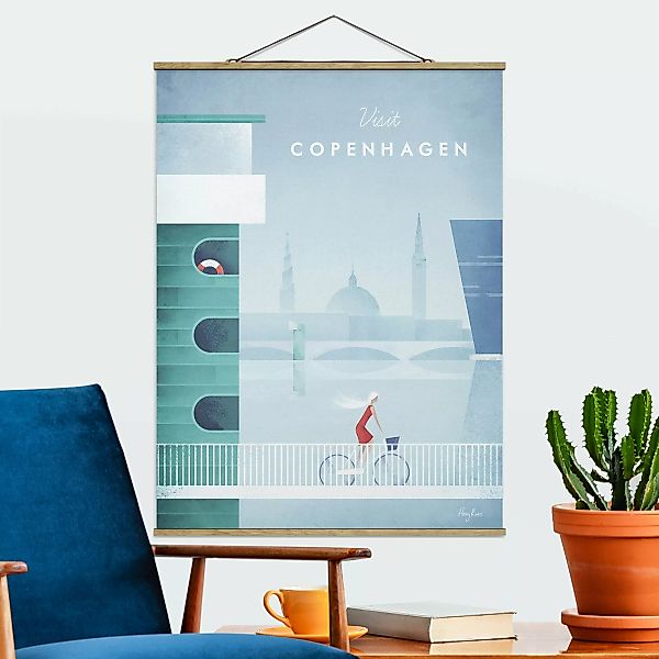 Stoffbild mit Posterleisten - Hochformat Reiseposter - Kopenhagen günstig online kaufen