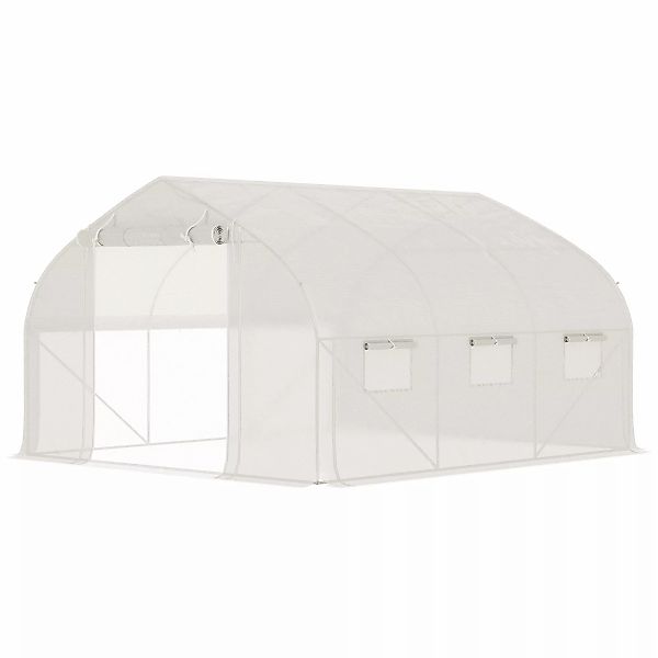Outsunny Garten Tunnel-Gewächshaus, 10,4 m², UV-Schutz, aufrollbare Reißver günstig online kaufen