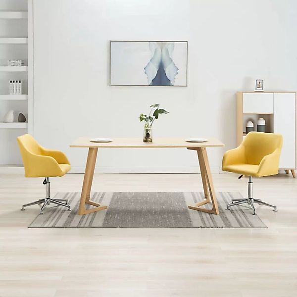 Esszimmerstühle Drehbar 2 Stk. Gelb Stoff günstig online kaufen