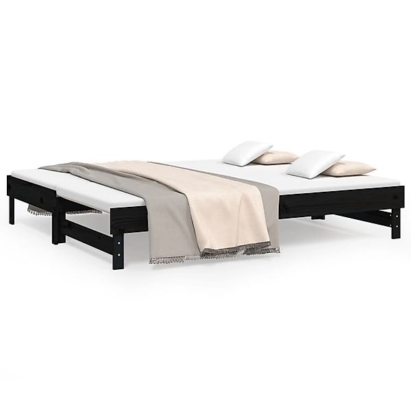 Vidaxl Tagesbett Ausziehbar Schwarz 2x(100x200) Cm Massivholz Kiefer günstig online kaufen