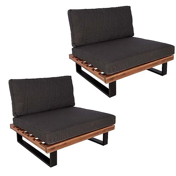 MCW Lounge-Sessel H54 2er-Set Braun Polster Dunkelgrau günstig online kaufen