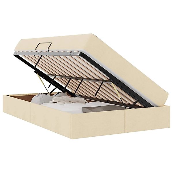vidaXL Stauraumbett mit Matratze Creme 120 x 200 cm Polyester 3399656 günstig online kaufen