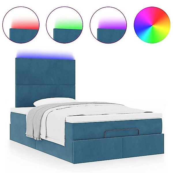 vidaXL Bett Ottoman-Bett mit Matratzen & LEDs Dunkelblau 120x190 cm Samt günstig online kaufen