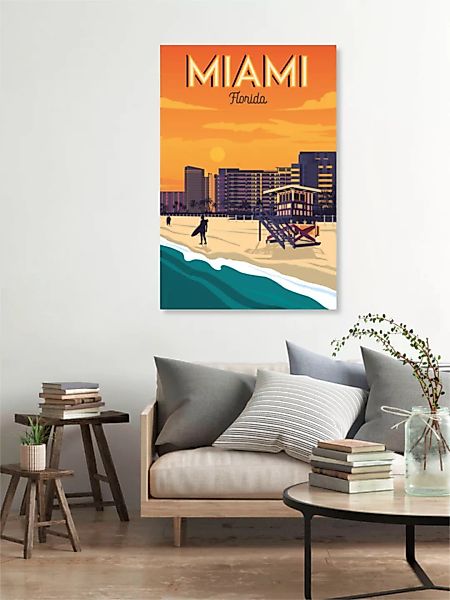 Poster / Leinwandbild - Miami Vintage Travel Wandbild günstig online kaufen