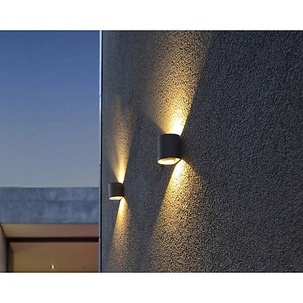 LED Wandleuchte Dodd in Anthrazit W 540lm IP54 rund günstig online kaufen