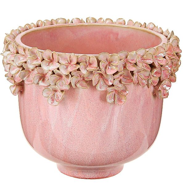 Viana Übertopf Keramik Blumentopf Rosa Blütenrand günstig online kaufen