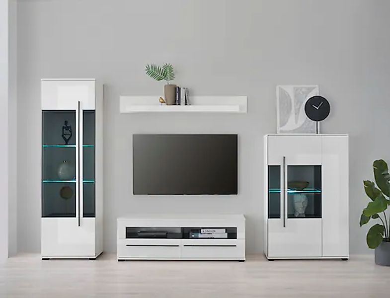 INOSIGN Wohnwand »Cantara, moderne Anbauwand, Wohnzimmer-Set, in Eiche Evok günstig online kaufen