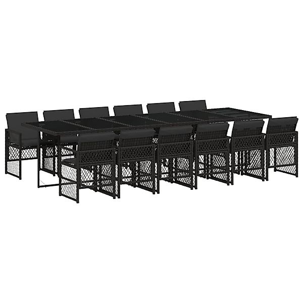 vidaXL 13-Tlg Garten-Essgruppe mit Kissen Schwarz Poly Rattan 3210763 günstig online kaufen